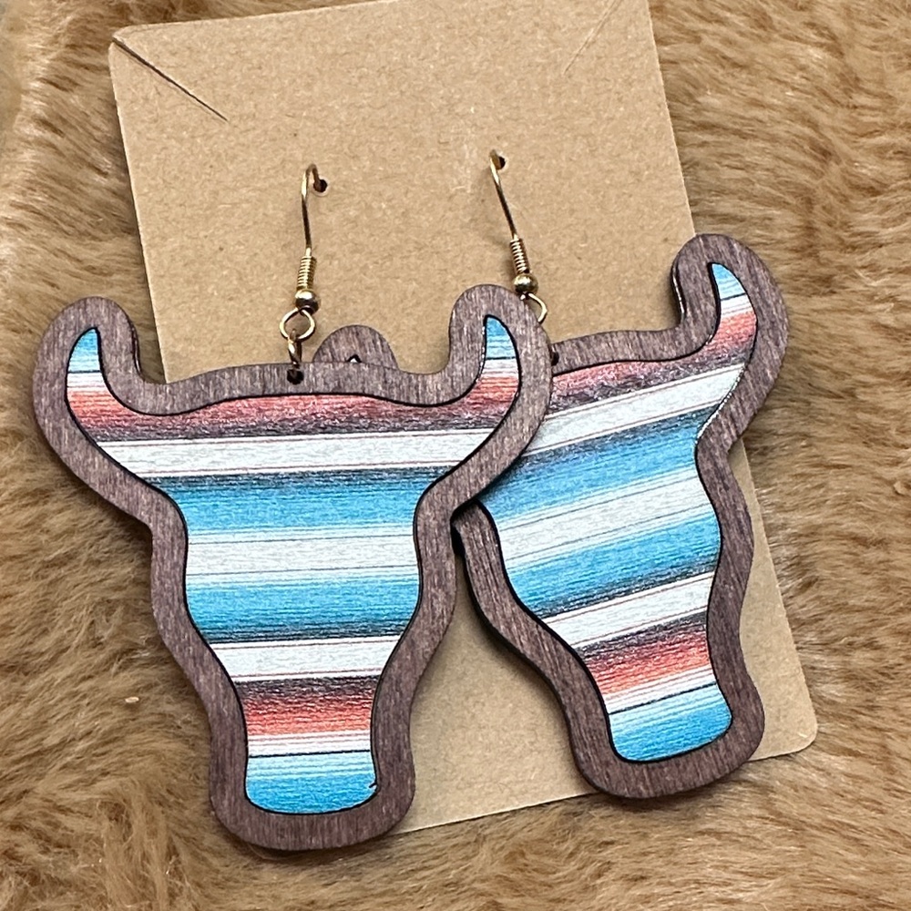 “BOUTIQUE” Striped Bull Head Earrings